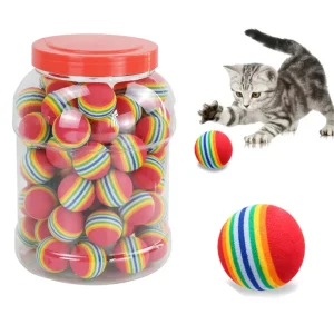 Rainbow Cat Toys Ball Interactive Cat Dog Play Chewing Rattle Scratch EVA Ball Training Balls Pet Toys Supplies